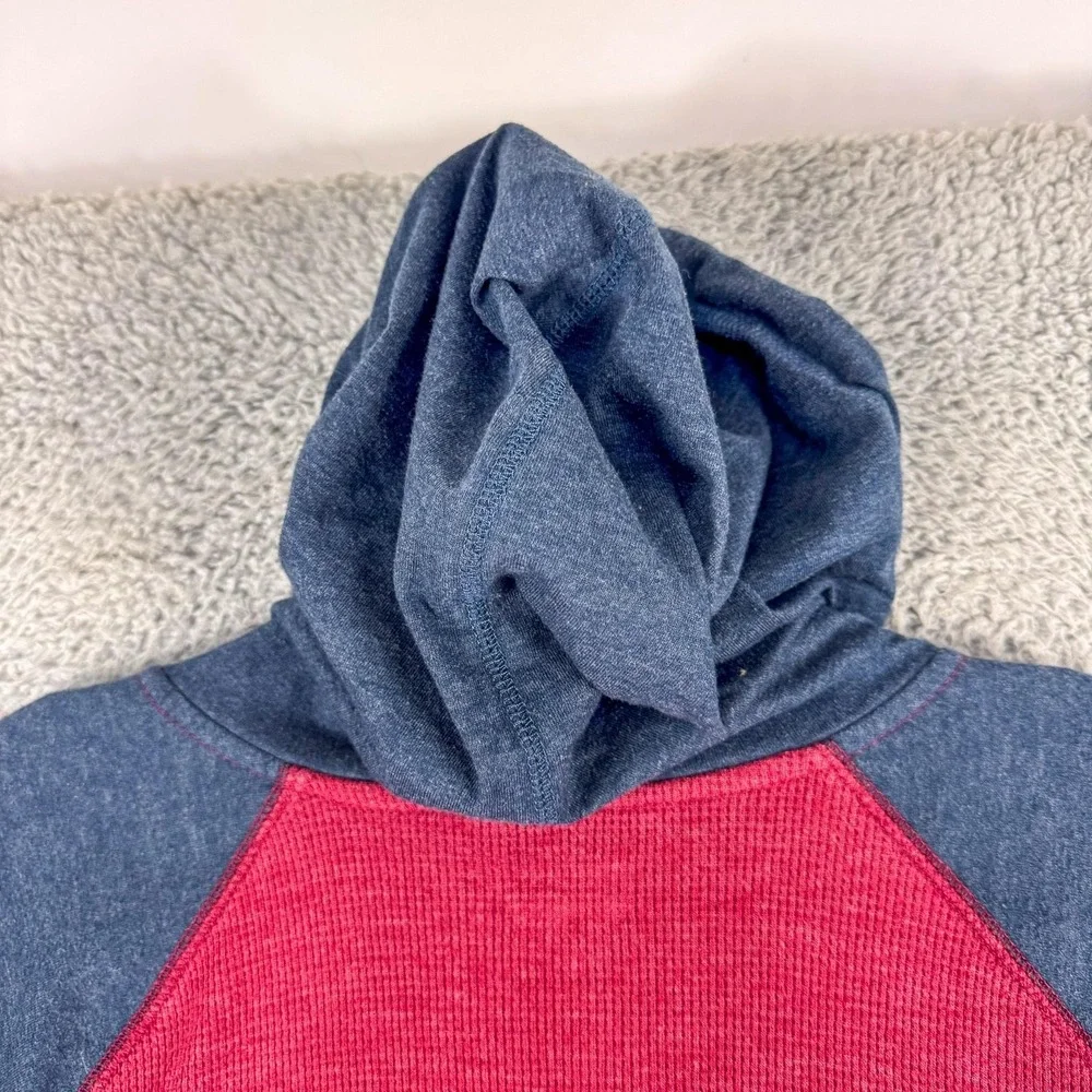 Levis Hoodie Mens 2XL Red Blue Pullover Raglan Long Sleeve Hooded Sweatshirt‎